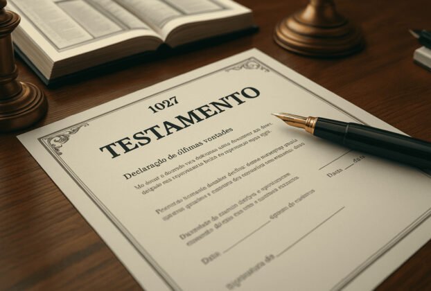Documento de testamento com caneta e carimbo representando os tipos de testamentos no Brasil