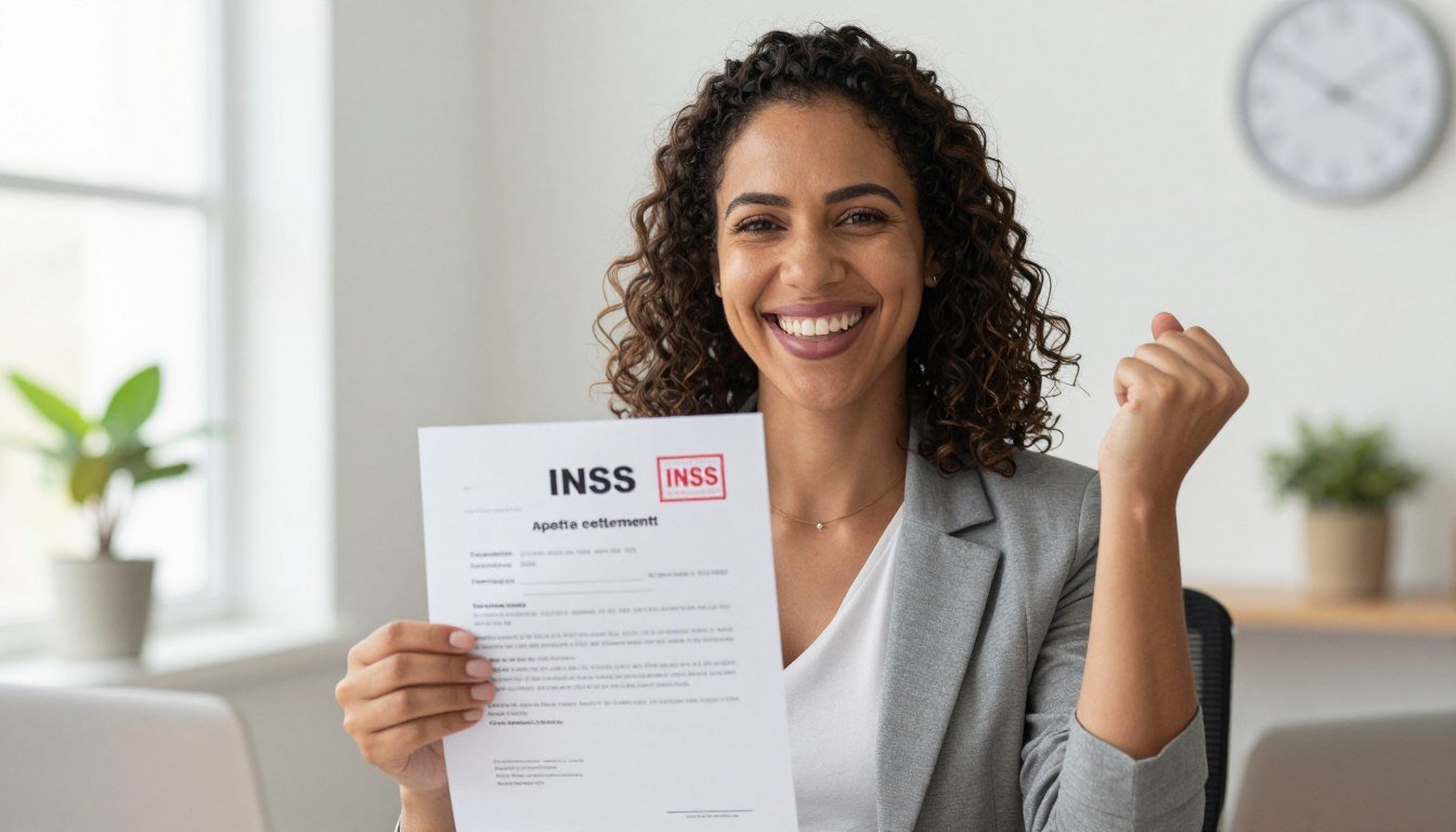 Professor feliz comemorando aprovação da aposentadoria